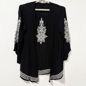 Torrid Embroidered Open Front Kimono Womens Size 1/2 Boho Western Lightweight